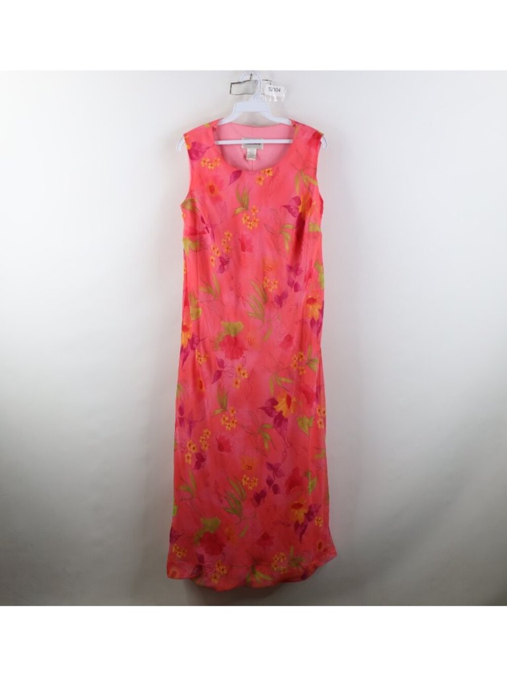 Vintage 90s Babydoll Womens 16 W Flower Floral Sleeveless Full Length Dress